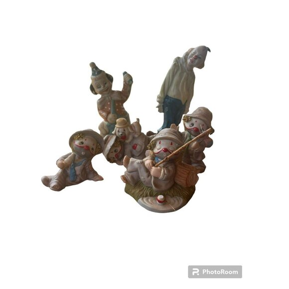 VTG Clown Ceramic Figurines Lot (10) Lil vegabond Originals By Erika Enesco Used - Picture 2 of 8